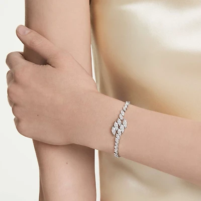 Mesmera bracelet, Marquise cut, White, Rhodium plated