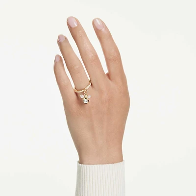 Idyllia motif ring, Mixed cuts, Bee, Multicoloured, 18K gold finish