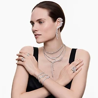 Mesmera bracelet, Marquise cut, White, Rhodium plated