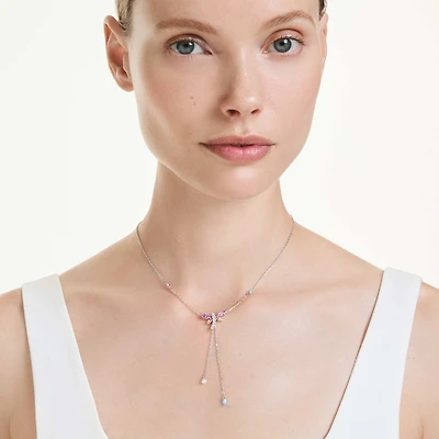 Ariana Grande x Swarovski Y necklace, Mixed cuts, Dragonfly, Multicoloured, Rhodium plated