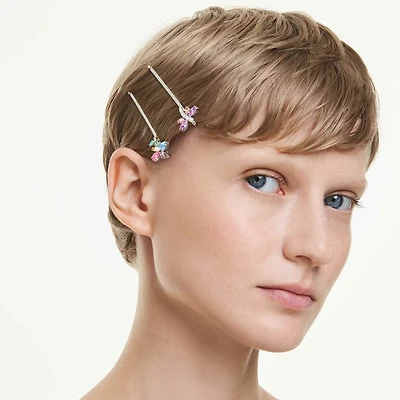 Ariana Grande x Swarovski hair pin, Mixed cuts, Dragonfly, flower, Multicoloured, Rhodium plated