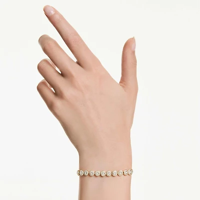 Una Angelic bracelet, Round cut, White, Gold-tone plated