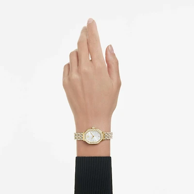 Dextera octagon watch, Swiss Made, Metal bracelet, gold tone