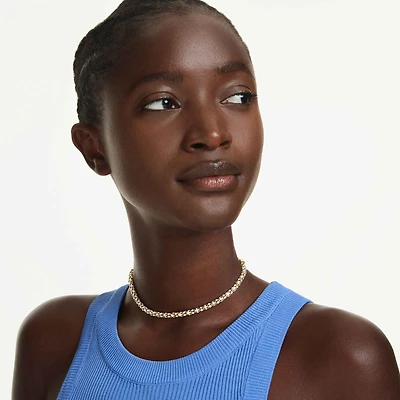 Dextera necklace, Round cut, White, Gold-tone finish