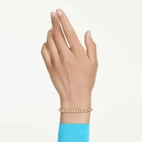 Dextera bracelet, Round cut, White, 18K gold finish