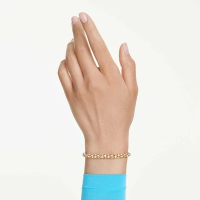 Dextera bracelet, Round cut, White, Gold-tone finish