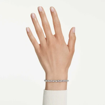 Dextera bracelet, Round cut, White, Stainless steel