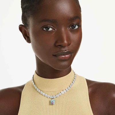 Idyllia charm, Mixed cuts, Teddy, Blue, Rhodium plated