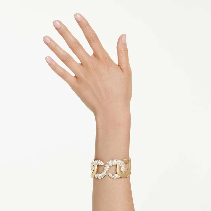Dextera cuff, Round cut, White, Gold-tone plated by SWAROVSKI