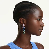 Gema drop earrings, Mixed cuts, Chandelier, Long, Multicoloured, Gold-tone plated by SWAROVSKI
