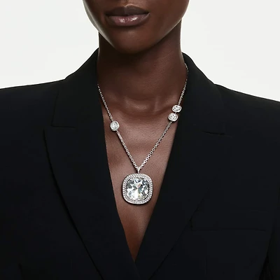 Una Angelic pendant and brooch, Cushion cut, White, Mixed plating