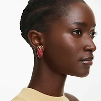 Idyllia clip earrings, Red, Gold-tone plated by SWAROVSKI