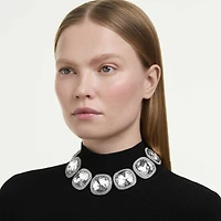 Una Angelic choker, Cushion cut, White, Ruthenium plated