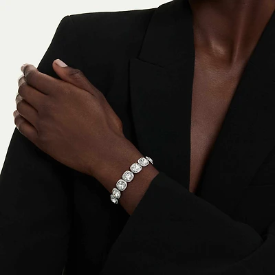 Una Angelic bracelet, Cushion cut, White, Rhodium plated
