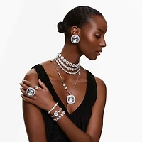 Una Angelic bracelet, Cushion cut, White, Rhodium plated