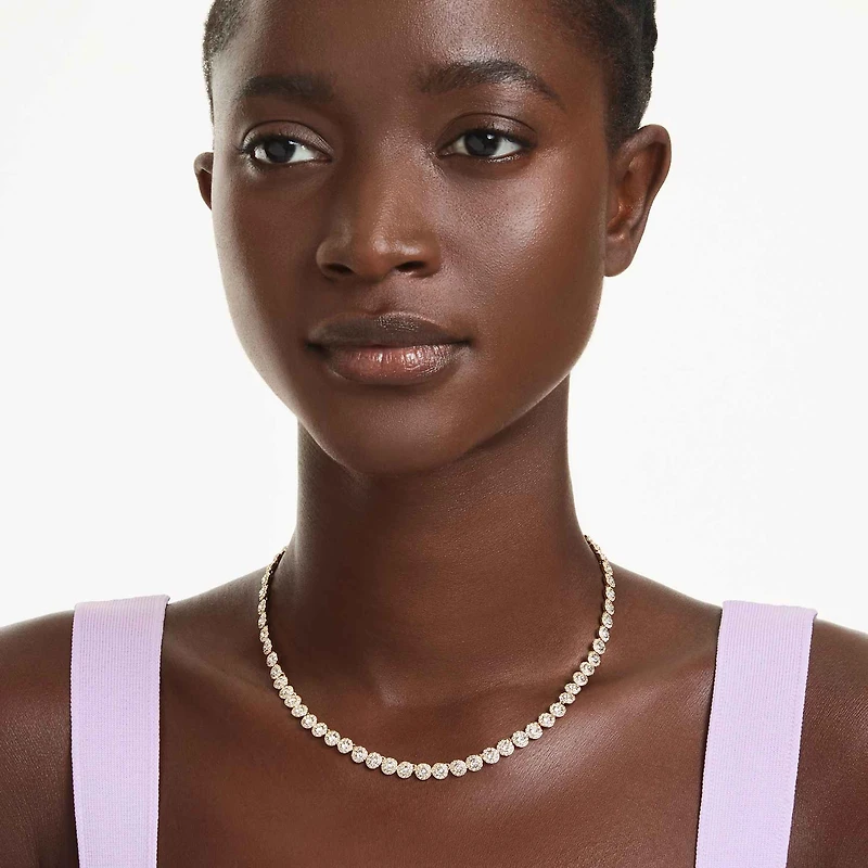 Una Angelic necklace, Round cut, Small, White, Gold-tone plated by SWAROVSKI