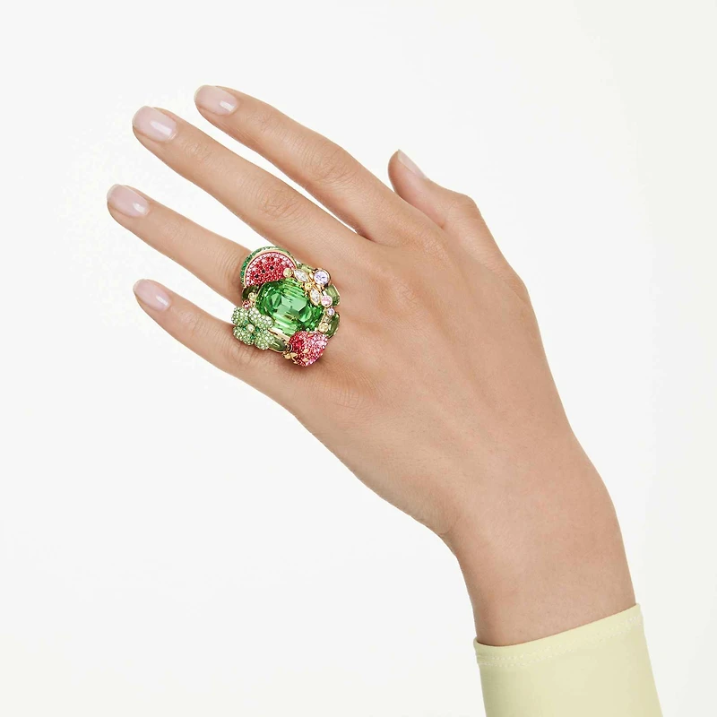 Idyllia motif ring, Multicoloured, Gold-tone plated by SWAROVSKI