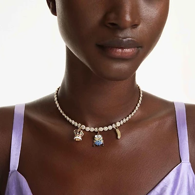 Minions Bob charm, Pavé, Multicoloured, Gold-tone plated