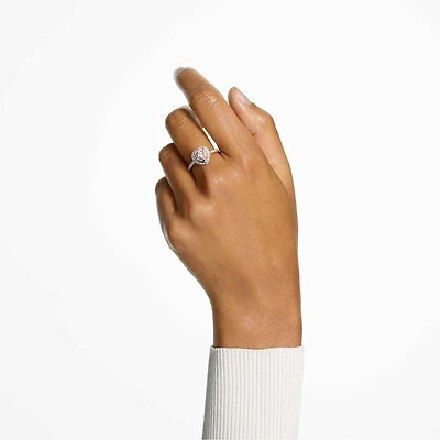 One motif ring, Heart cut, Pavé, Heart, Pink, 18K rose gold finish
