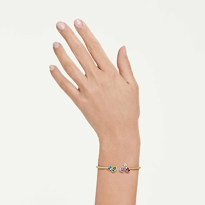 Imber bangle, Mixed cuts, Multicoloured, 18K gold finish