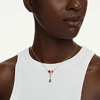 Imber Y pendant, Mixed cuts, Multicoloured, 18K gold finish