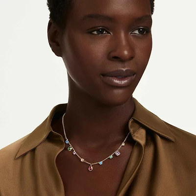 Imber necklace, Mixed cuts, Multicolored, 18K gold finish
