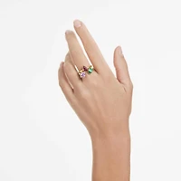 Imber cocktail ring, Set (2), Mixed cuts, Multicoloured, 18K gold finish