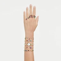 Imber cocktail ring, Set (2), Mixed cuts, Multicoloured, 18K gold finish