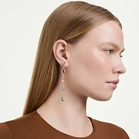 Imber drop earrings, Mixed cuts, Multicoloured, 18K gold finish