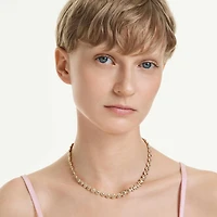 Una Angelic necklace, Round cut, Caramel, 18K gold finish
