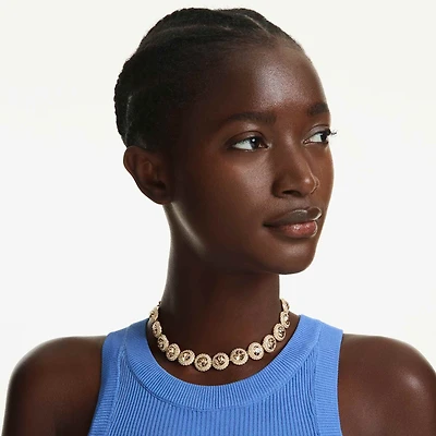 Una Angelic choker, Round cut, Caramel, 18K gold finish