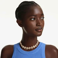Una Angelic choker, Round cut, Caramel, 18K gold finish