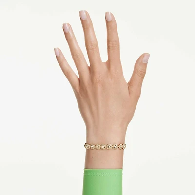 Una Angelic bracelet, Round cut, Caramel, 18K gold finish