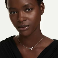 Matrix necklace, Round cut, White, Rhodium plated