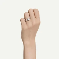 Matrix open ring, Round cut, White, Rhodium plated