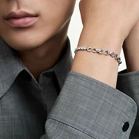 Matrix bracelet, Round cut, White, Rhodium plated