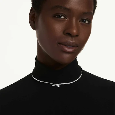 Matrix necklace, Round cut, White, Rhodium plated
