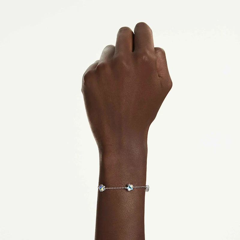 Chroma bracelet, Star, White, Rhodium plated