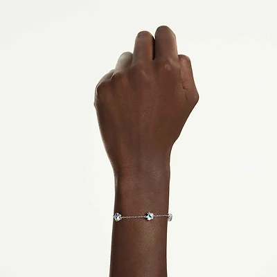 Chroma bracelet, Star, White, Rhodium plated