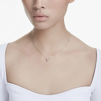 Stilla pendant, Square cut, Pink, 18K rose gold finish