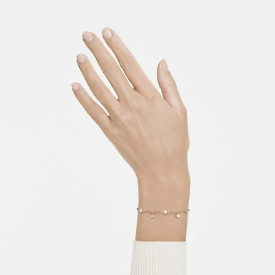Imber bracelet, Crystal pearl, Round cut, White, 18K rose gold finish