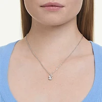 Swan pendant, Mixed cuts, Swan, White, Rhodium plated