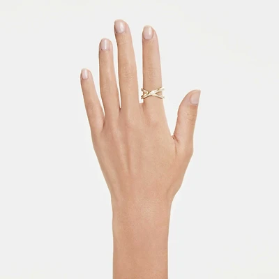 Delta band ring, Round cut, White, 18K gold finish