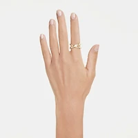 Delta band ring, Round cut, White, 18K gold finish