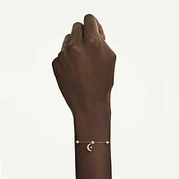 Symbolica bracelet, Round cut, Moon, White, 18K gold finish