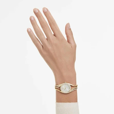 Hyperbola bangle watch, Swiss Made, Metal bracelet, gold tone