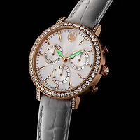 Matrix tennis chrono watch, Swiss Made, Leather strap, Rose gold tone, Rose gold-tone finish