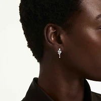 Diapason drop earrings, Mixed cuts, White, Rhodium plated