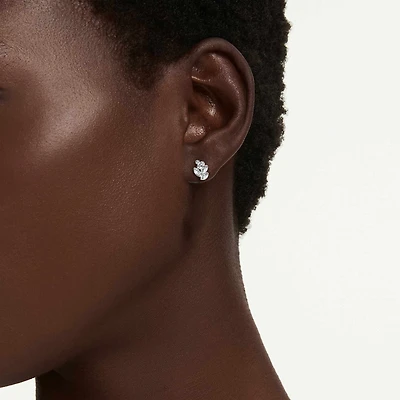 Diapason stud earrings, Mixed cuts, White, Rhodium plated