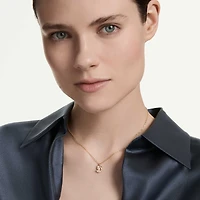 Swan pendant, Mixed cuts, Swan, White, 18K gold finish